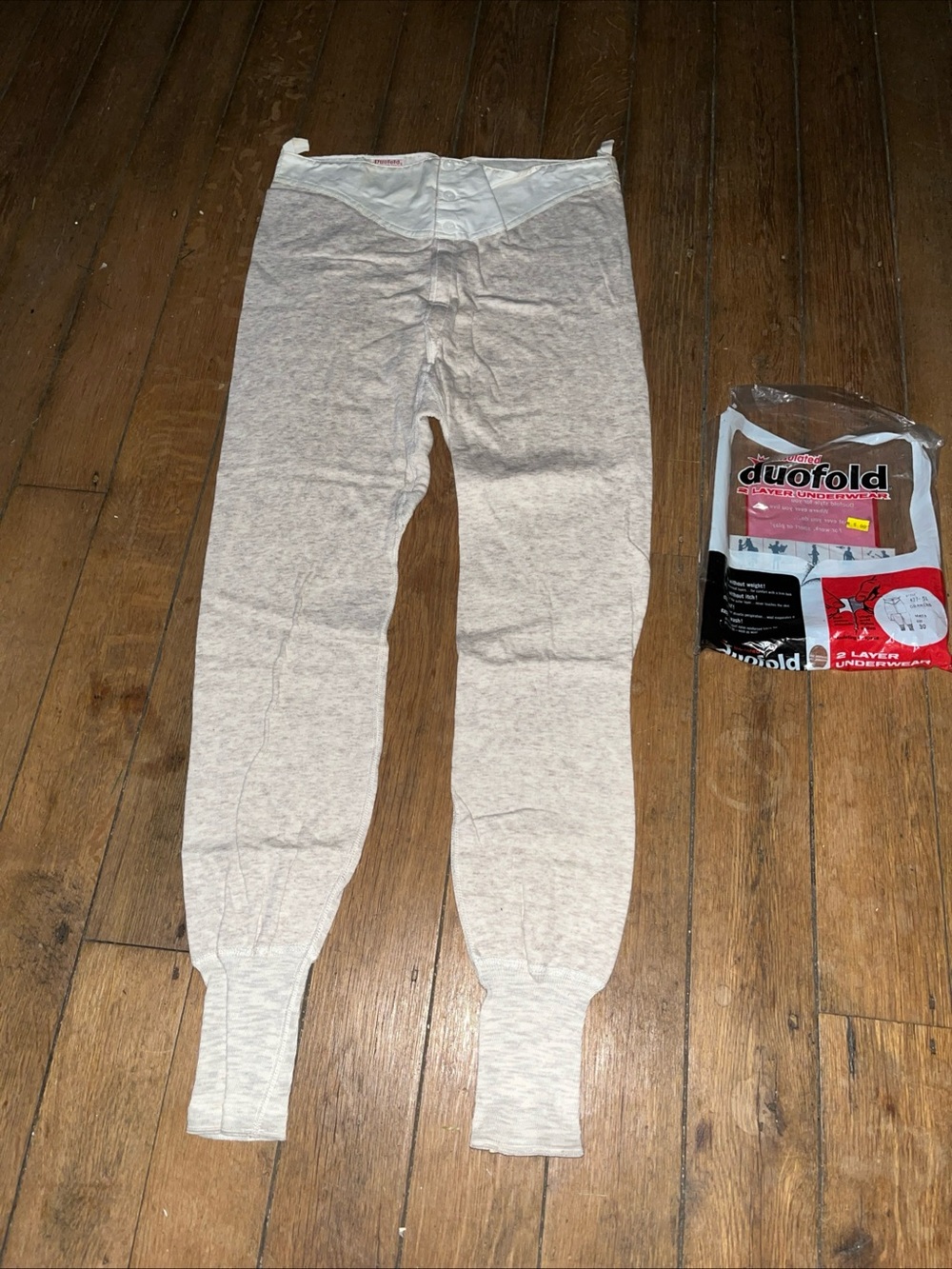 Vintage Duofold Men's Thermal Underwear Pants Base Layer Tan Brown White Sz 30